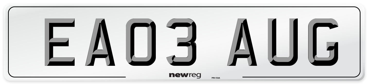 EA03 AUG Number Plate from New Reg